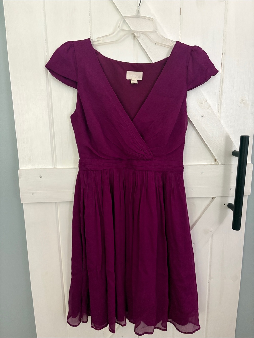 J. Crew Women’s Purple V-Neck Chiffon Fit & Flare Dress - Size 6
